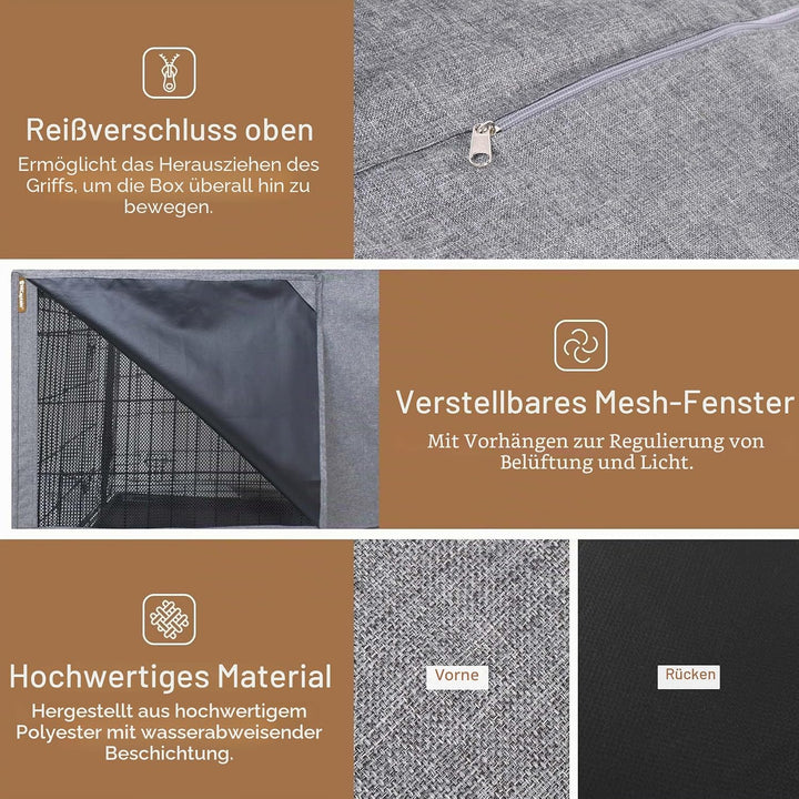 HiCaptain Hundekäfig-Abdeckung aus Metall, zusammenklappbar, für 91,4 cm Drahtkäfig, zweifarbig Grau