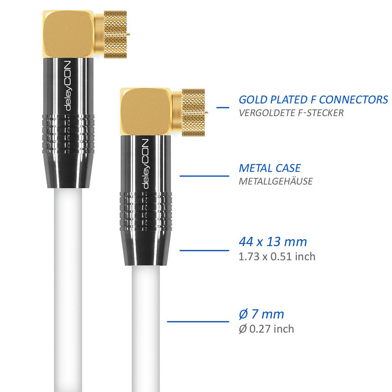 deleyCON 20m SAT Antennenkabel HDTV Satellitenkabel Koaxialkabel 2x Gewinkelt - F-Stecker (90° Grad)