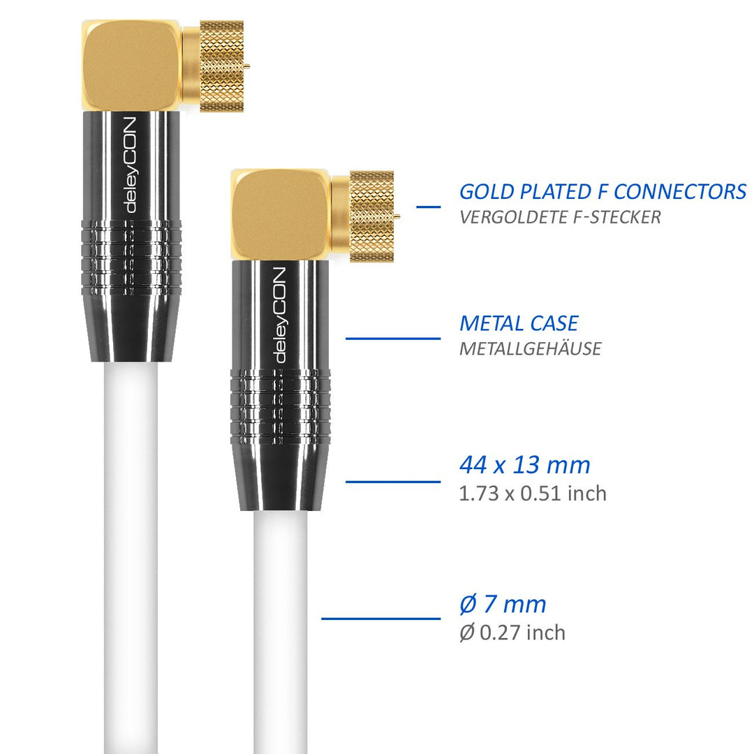 deleyCON 6m SAT Antennenkabel - 4K Ultra-HD Full HD HDTV - Satellitenkabel Koaxialkabel - 2x Gewinke