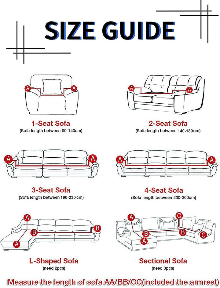 Lydevo Sofabezug 1 Sitzer Stretch Sofahusse Elastischer Sofabezug Spandex Sofa Überzug mit 3 Kissenb