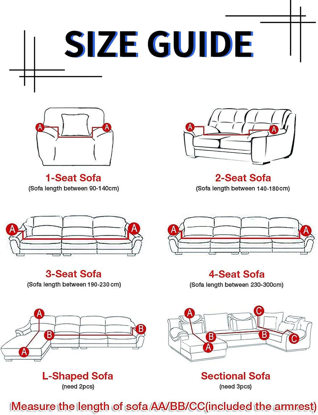 Lydevo Sofabezug 3 Sitzer Stretch Sofahusse Elastischer Sofabezug Spandex Sofa Überzug mit 2 Kissenb