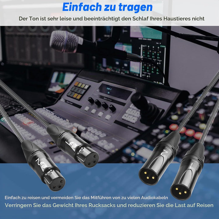 XMSJSIY 2-Kanal XLR Audio Schlange 3-Pin XLR Stecker zum Buchse Splitter Mikrofon Aufnahme Schlange