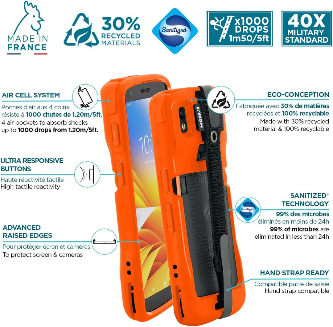 Mobilis Schutzhülle für Zebra TC22 TC27 mit Anti-Sturz-Handschlaufe & Stifthalter, Etui in Militärqu