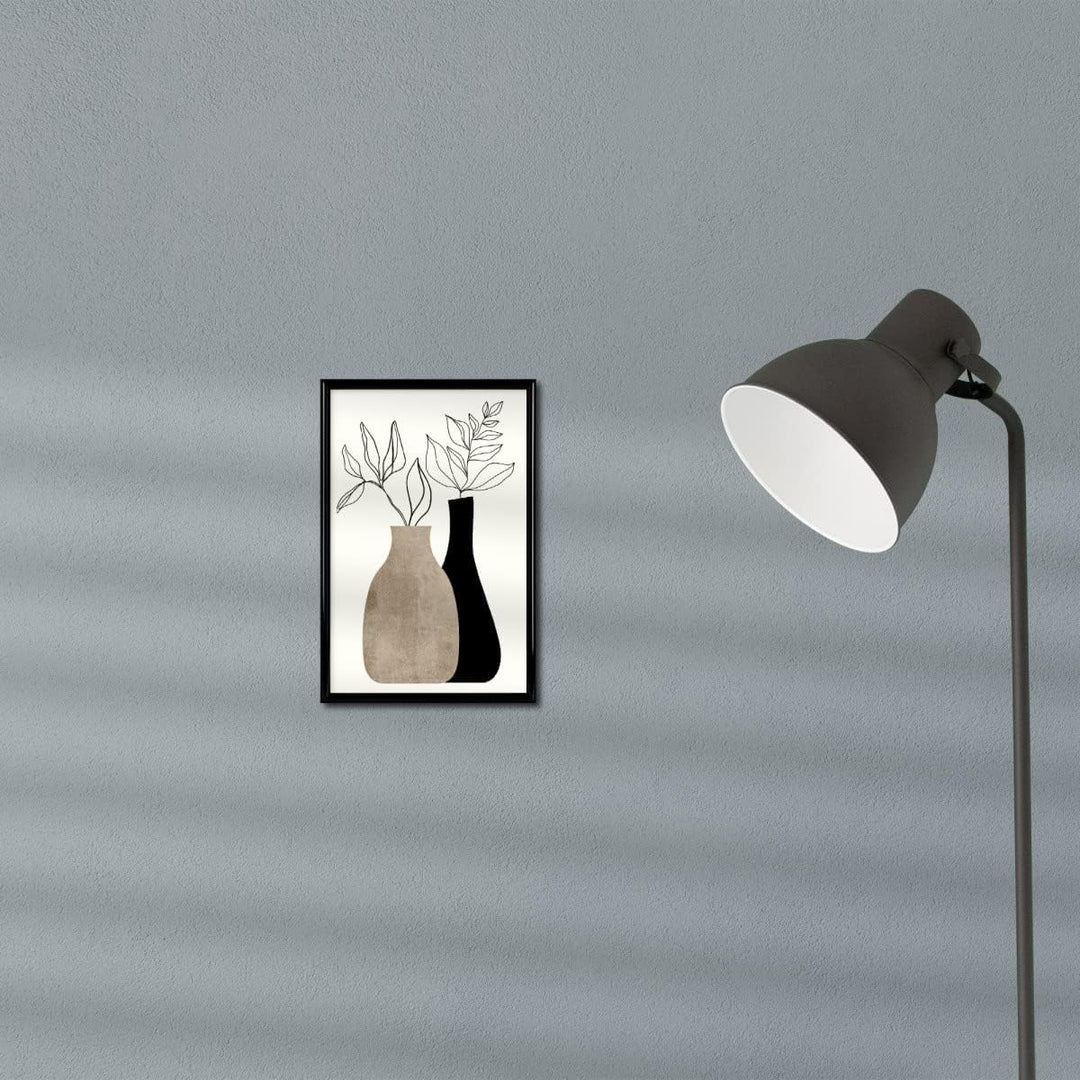 artboxONE Poster mit schwarzem Rahmen 75x50 cm Floral Gris En Gris - Bild vase abstrakt Blumen 75L x