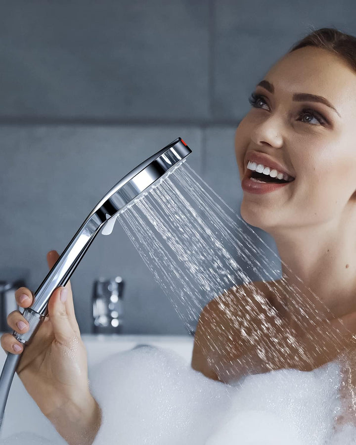 SREWOHS Wassersparender Duschkopf mit Schlauch Halterung, Sparduschkopf mit Schlauch 1.6M, Wasserspa