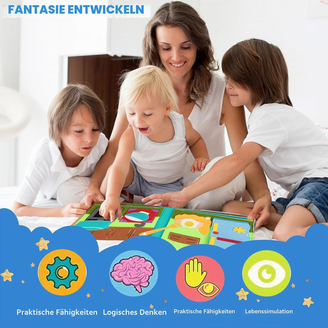 Quiet Book Beschäftigungsbuch für Kinder ab 1 Jahr,3D Filz Beschäftigungsbuch Pädagogisches,Lernspie