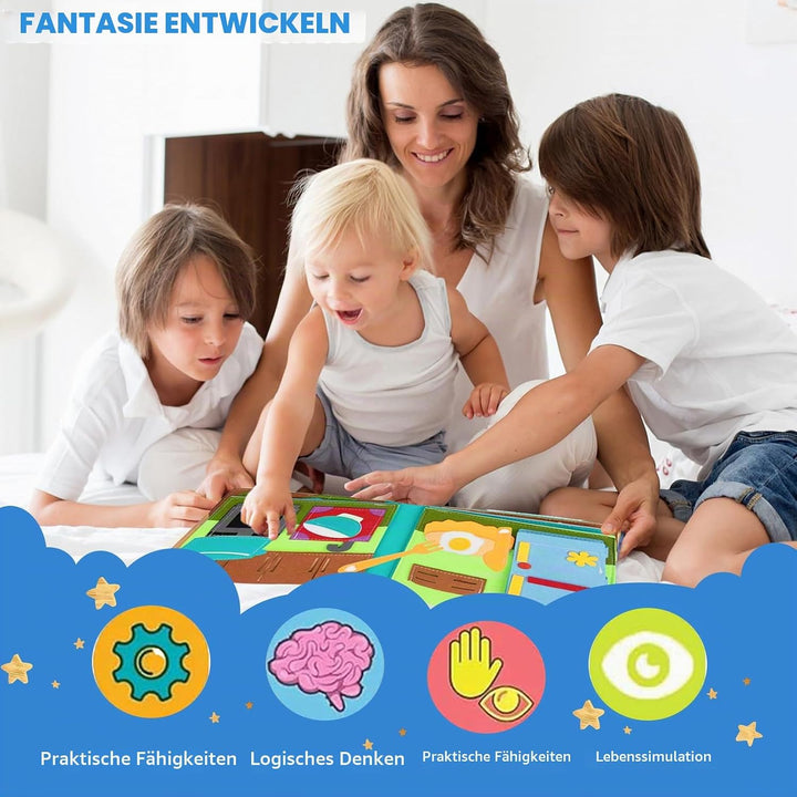 Quiet Book Beschäftigungsbuch für Kinder ab 1 Jahr,3D Filz Beschäftigungsbuch Pädagogisches,Lernspie