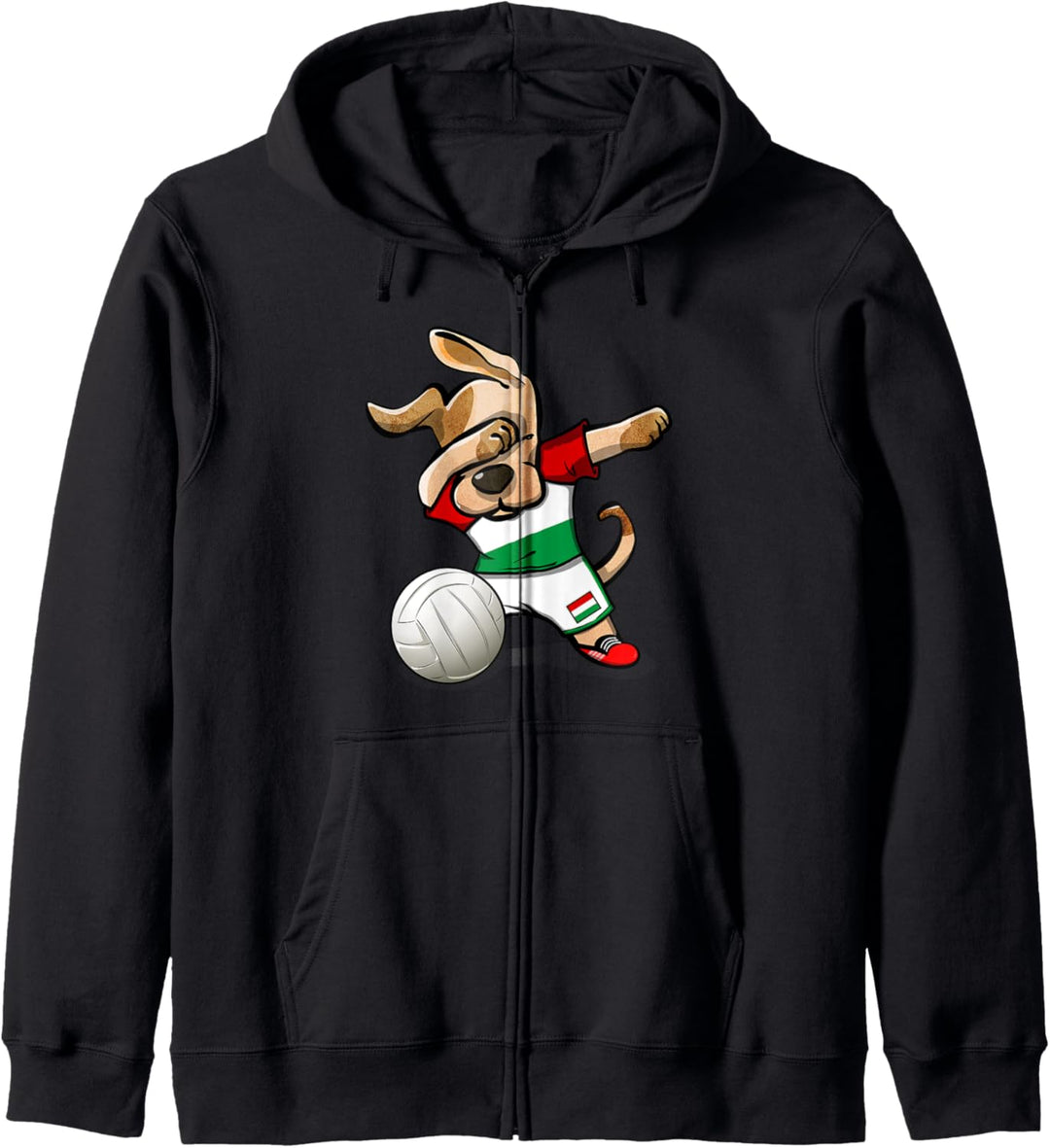 Lustiger Tupfender Hund Ungarn Volleyball Ungarische Flagge Kapuzenjacke