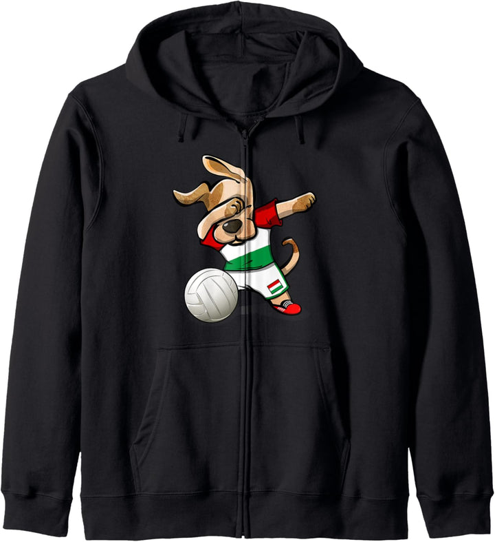 Lustiger Tupfender Hund Ungarn Volleyball Ungarische Flagge Kapuzenjacke