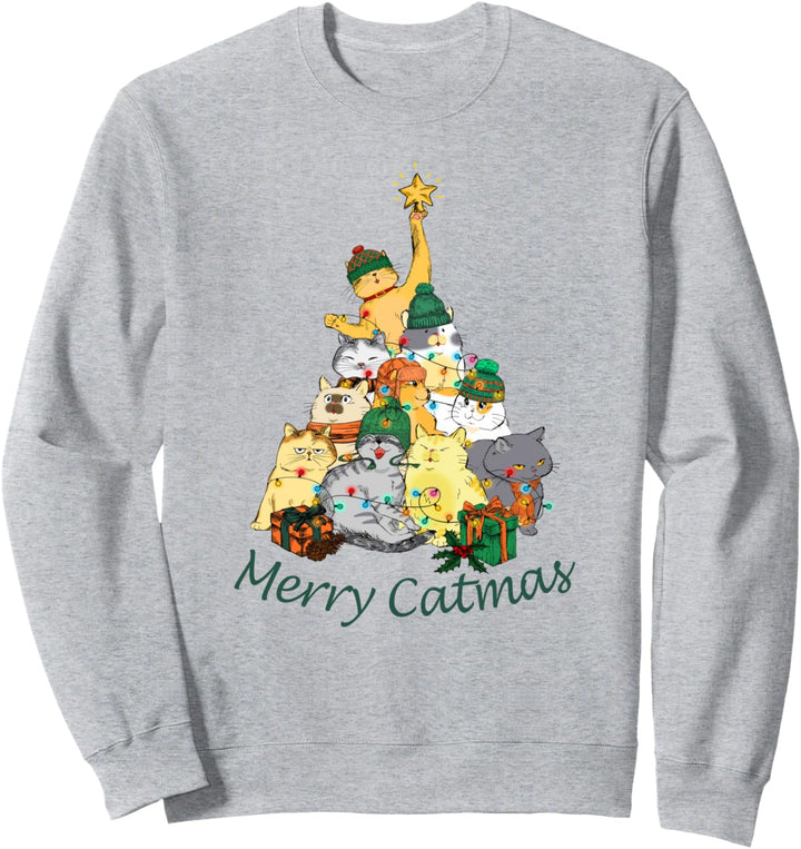 Merry Catmas, lustiger Katzen-Weihnachtsbaum, Weihnachtskatzen-Wortspiel Sweatshirt