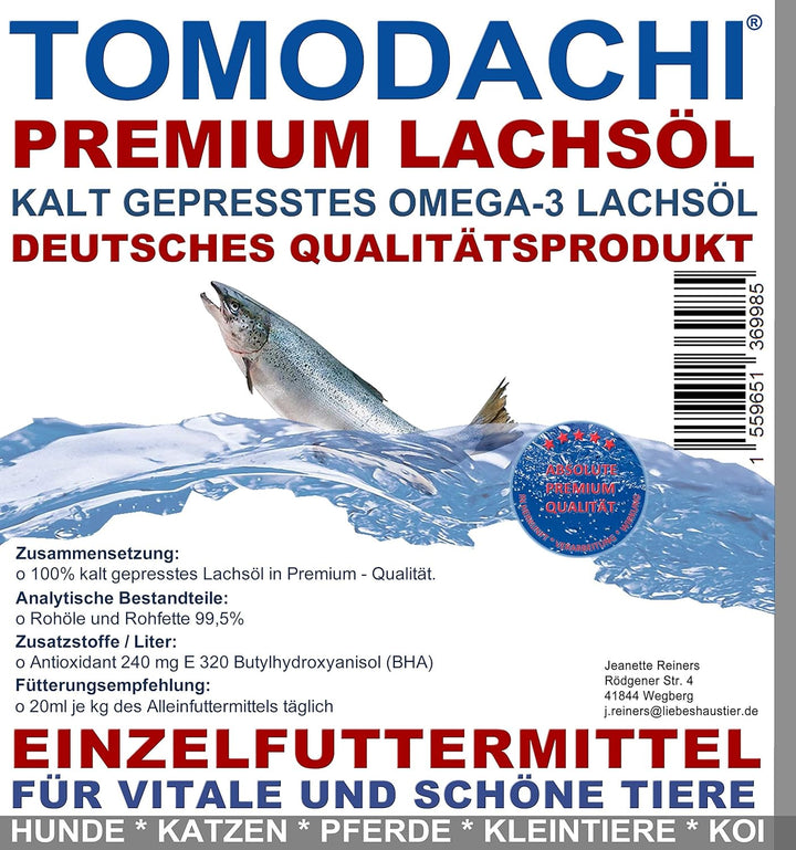 Lachsöl Koi und Teichfische kaltgepresst Omega 3 Öl Koi Futterzusatz deutsche Spitzenqualität Energi