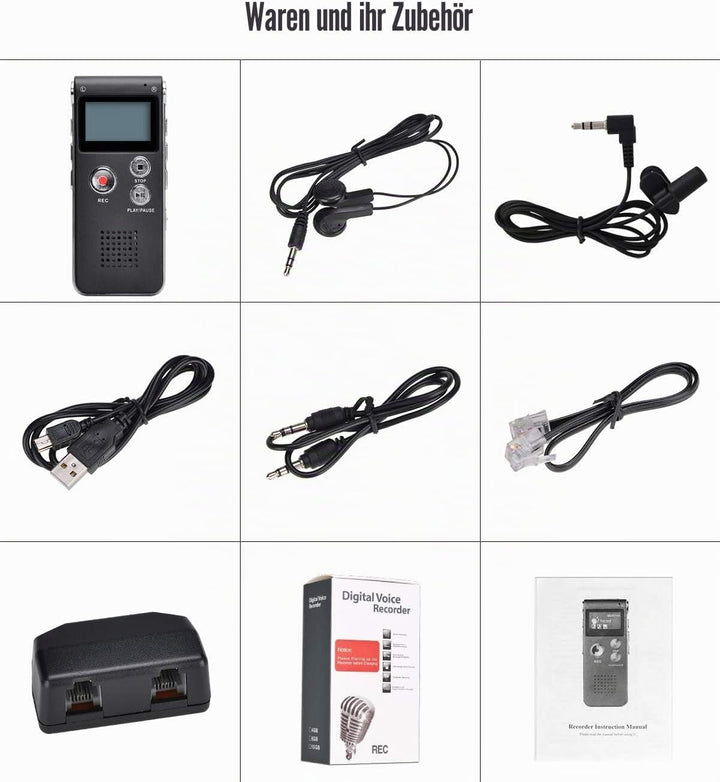 Lychee 8GB LCD Bildschirm Digitales Diktiergerät Aufnahmegerät Sprachaufnahme Audiorekorder Voice Re