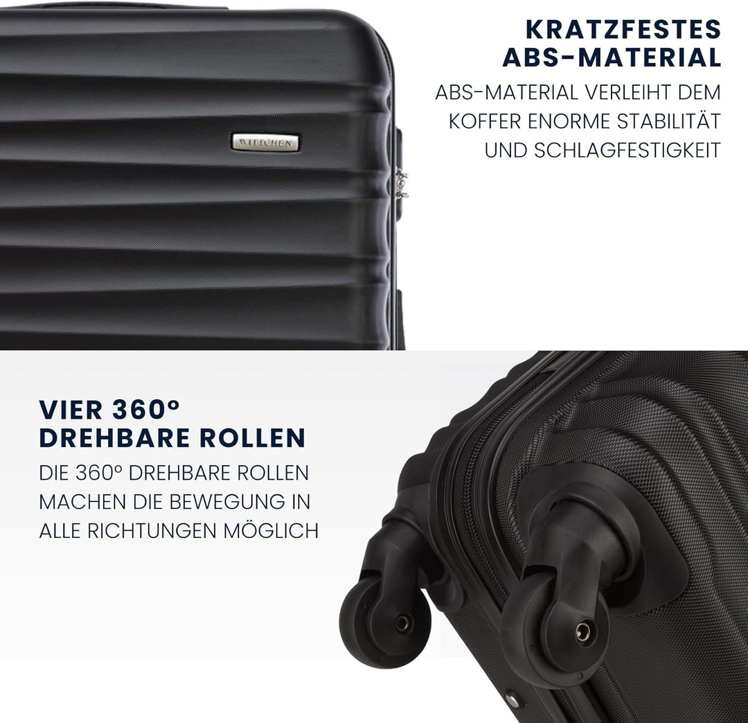 WITTCHEN Reisekoffer Rollkoffer Trolley Grosser Koffer Handgepäck Hartschale aus ABS mit 4 Spinner-R