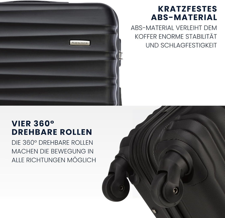 WITTCHEN Reisekoffer Rollkoffer Trolley Grosser Koffer Handgepäck Hartschale aus ABS mit 4 Spinner-R