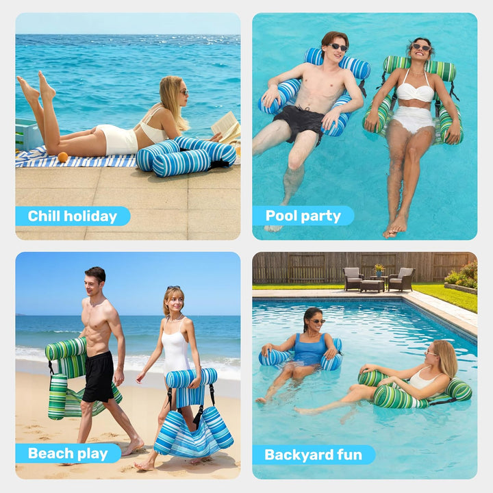 SLOOSH Aufblasbare Luftmatratze Pool für Erwachsene, 2er schwimmende Pool-Flösse, aufblasbare Pool-N