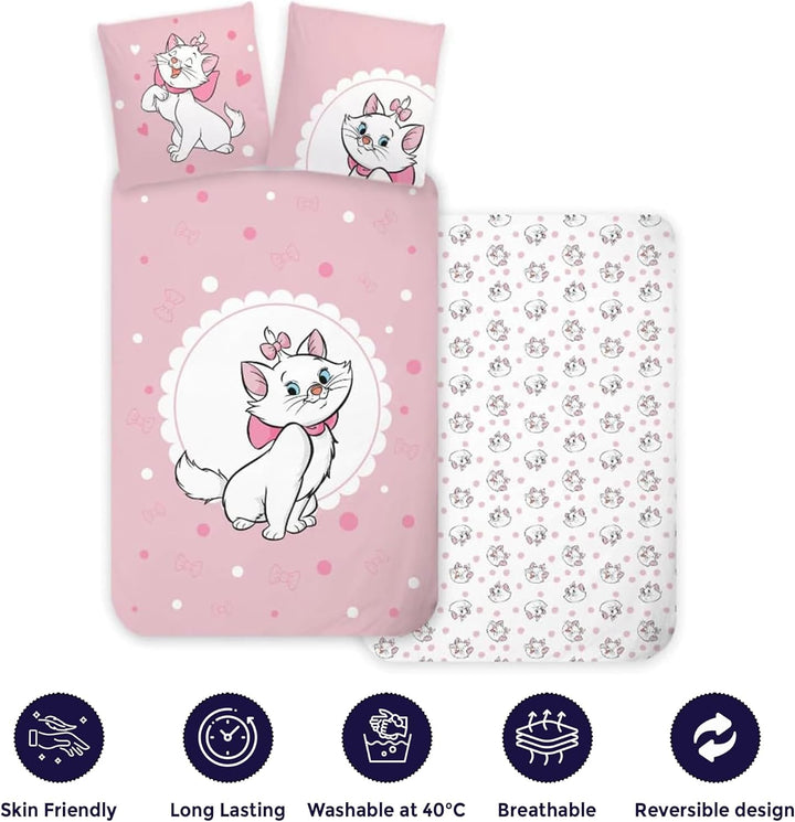 Disney Aristocats Marie Katzenbett Grösse Bettwäsche-Set | Bettbezug 100x135 cm + Kissenbezug 40x60