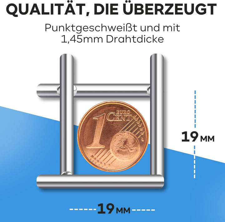KrapTrap Volierendraht Drahtgitter I 19x19mm I 1m x 20m x 1,45mm I verzinkt I Drahtgitter als Vogeld