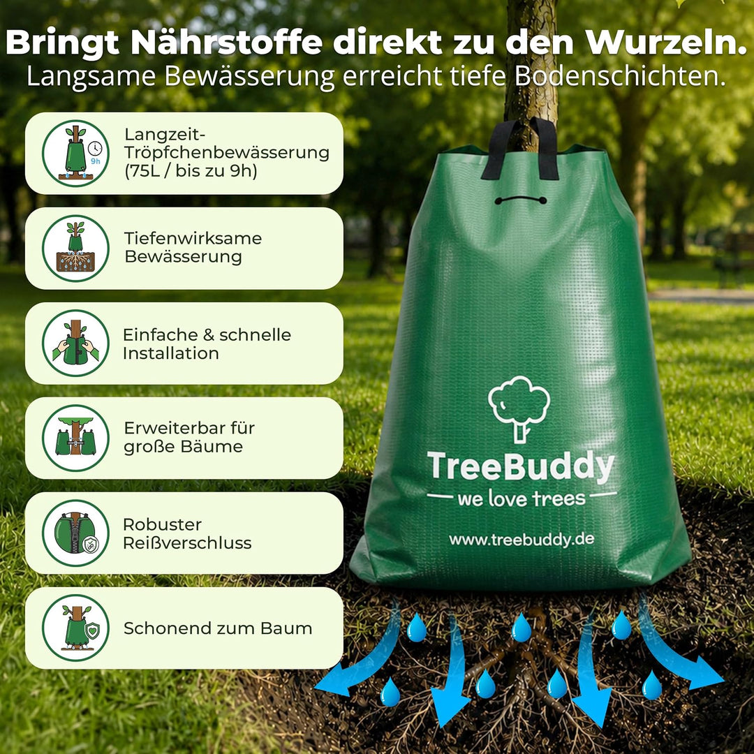 5xTreeBuddy Baumbewässerungssack 75L Bewässerungssack Bäume, Baumbeutel Langzeitbewässerung, Wassers