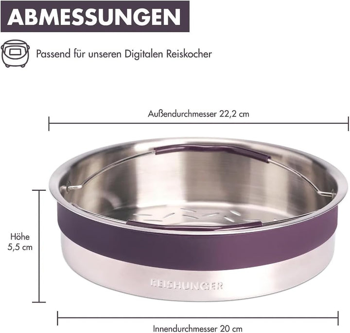 REISHUNGER Edelstahldämpfeinsatz für den Digitalen Reiskocher (1,5 l)