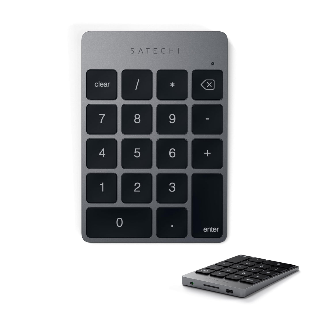 SATECHI Bluetooth Zahlenblock – Kabelloser Aluminium 18-Tasten Nummernblock – USB-C wiederaufladbare