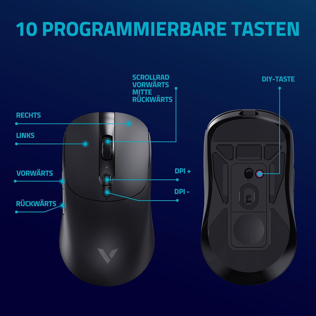 Rapoo V200PRO kabellose 2,4 GHz High-Performance Gaming-Maus mit 26000 DPI optischem Sensor, 50 G Be
