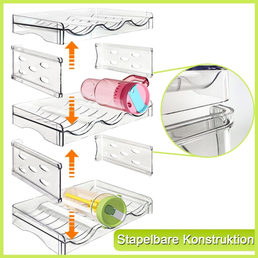 VUL Flaschenregal, Flaschenregal Stapelbarer, Flaschenhalter Kühlschrank Organizer, Wein Kunststoff