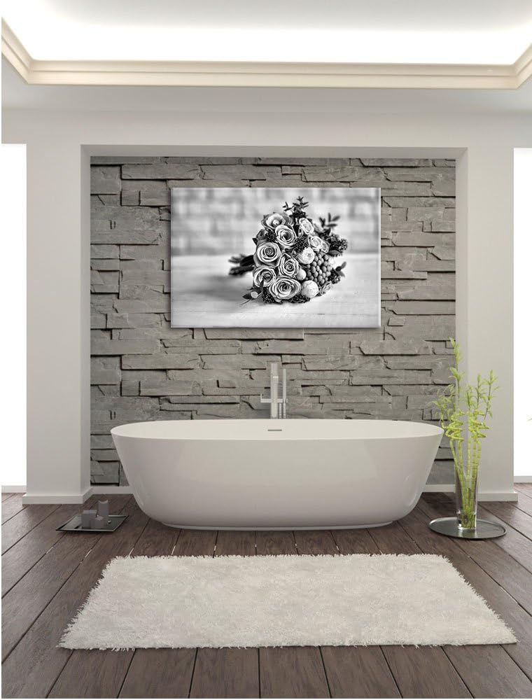 Pixxprint Monocrome, Romantischer Blumenstrauss, Format: 100x70 auf Leinwand, 100x70