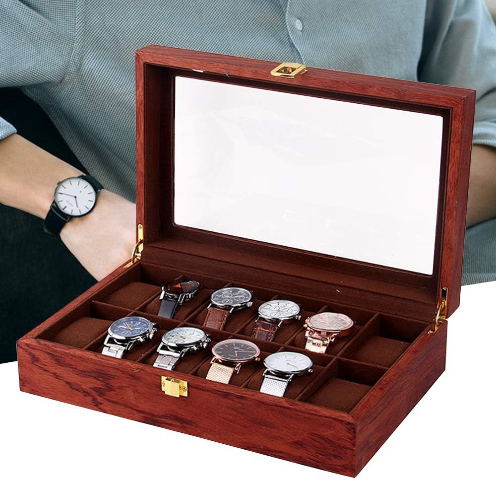 soudesileim 12 uhren aufbewahrungsbox holz, Uhrenbox mit Herausnehmbaren uhrenhalter, watch box mit