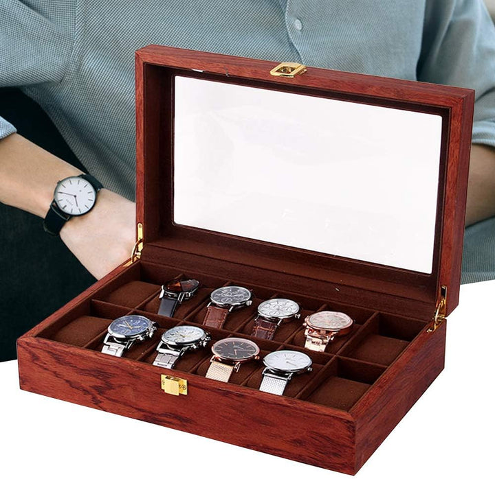 soudesileim 12 uhren aufbewahrungsbox holz, Uhrenbox mit Herausnehmbaren uhrenhalter, watch box mit