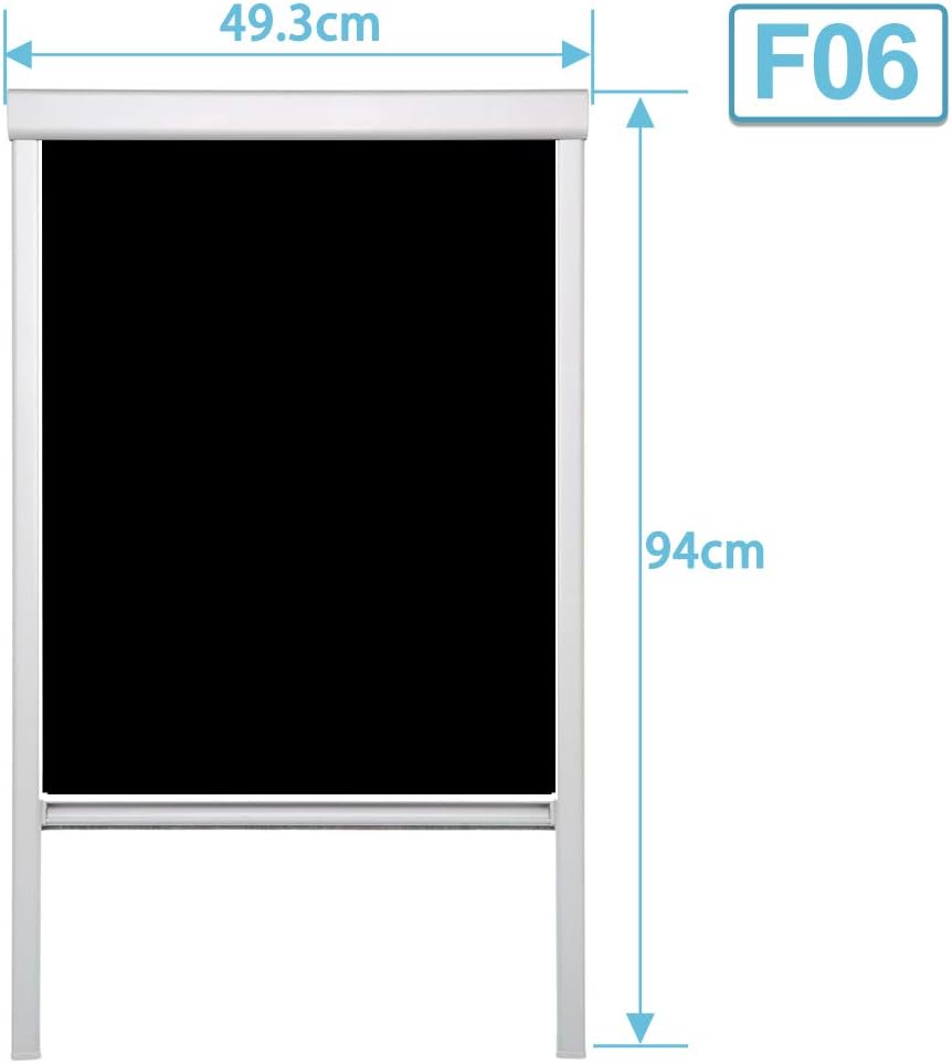 Lospitch Dachfenster Verdunkelungsrollo Schwarz Thermo-Rollo, 100% Verdunkelung, Silberne Seitenschi