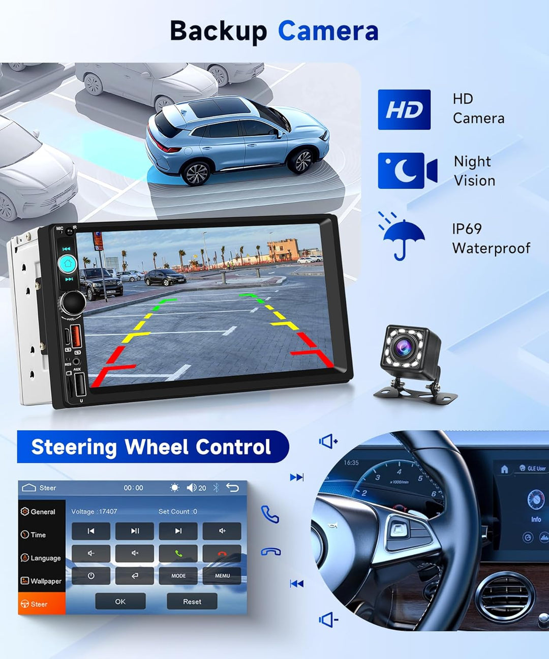 Hodozzy DAB/DAB+ Autoradio 2 Din Wireless Carplay Android Auto mit 7 Zoll IPS Bildschirm, Autoradio