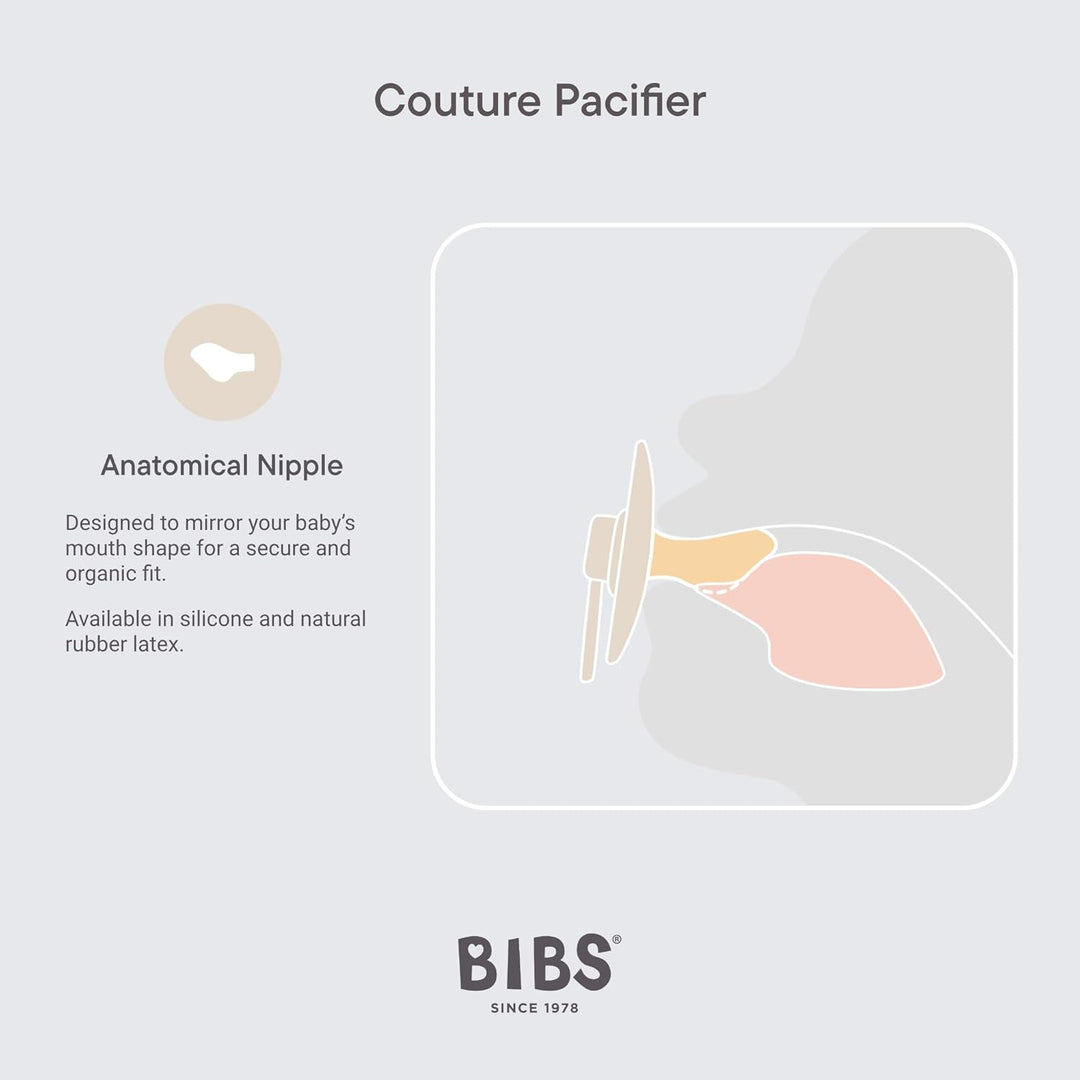 BIBS Couture Schnuller 2er-Pack, BPA-frei, Kiefergerechte Form. Silikon, Hergestellt in Dänemark. 6-