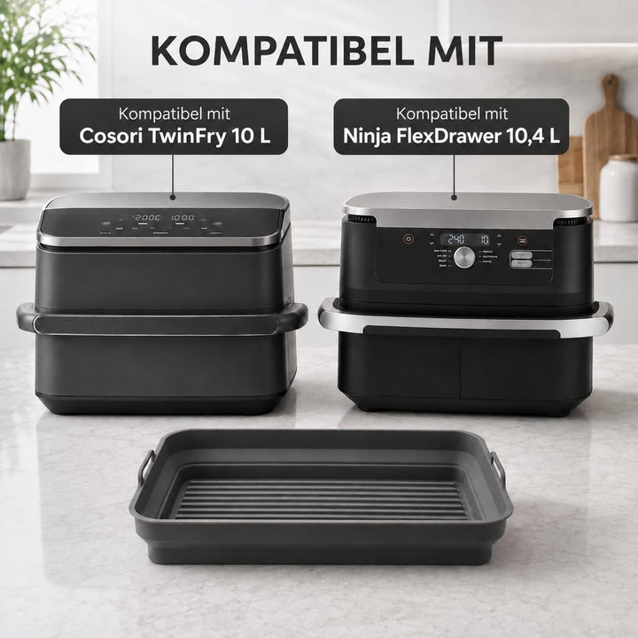 Faltbare Silikonform für Heissluftfritteuse 37x22x7 cm Rechteckig BPA-frei