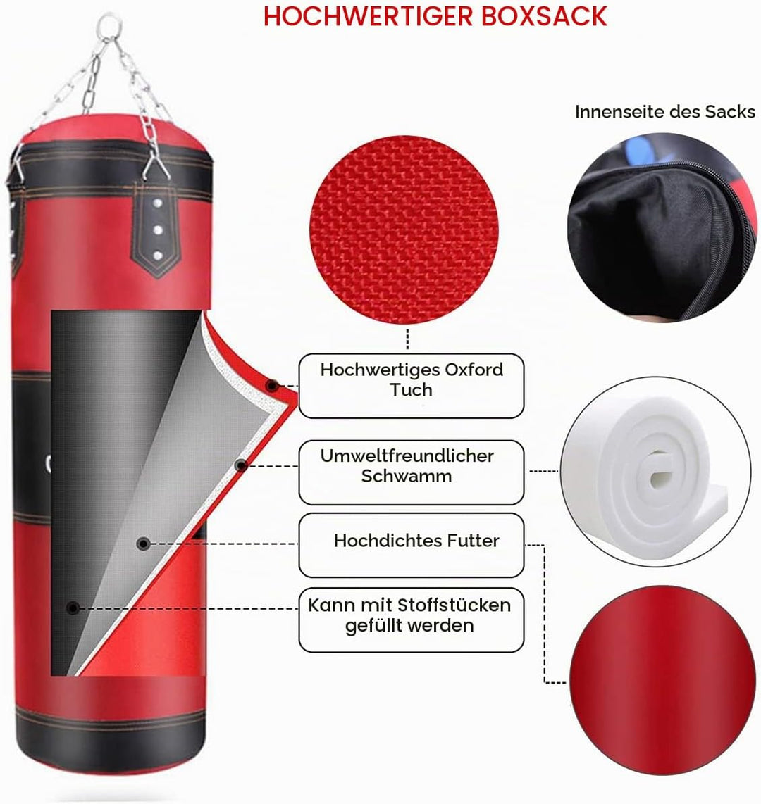 Boxsack Set Heavy Duty Punchingsäcke UNGEFÜLLT, Hängende Boxing Bag für Erwachsene Kinder, Punching