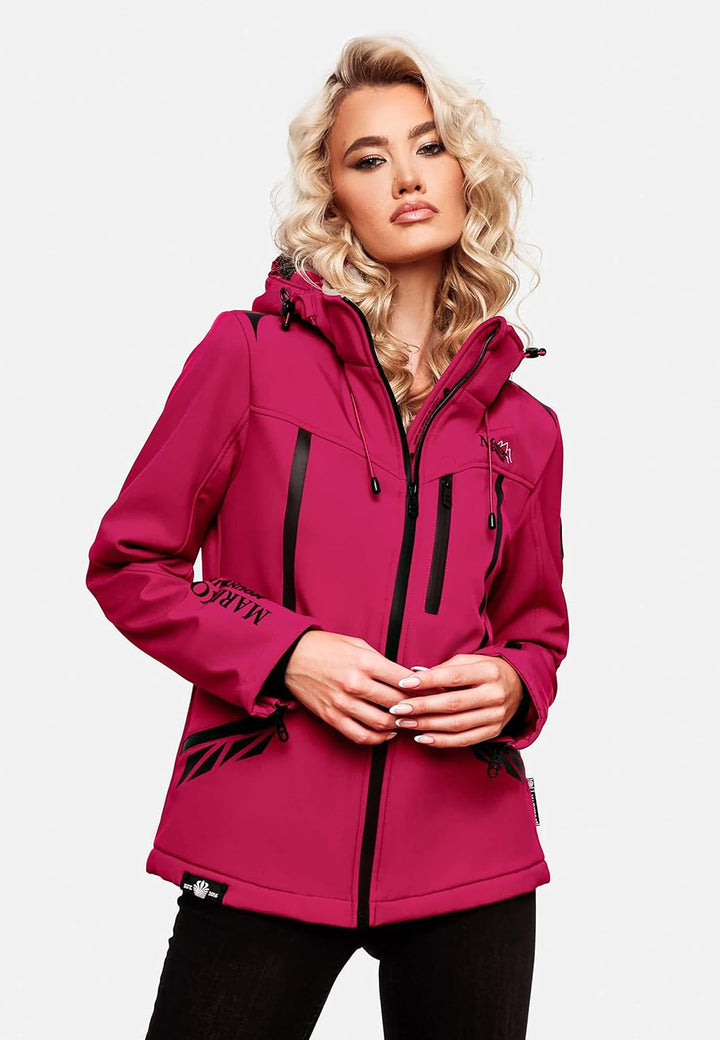 MARIKOO Damen Softshelljacke wasserdichte Funktionsjacke mit Abnehmbarer Kapuze Mount-Cho-Oyu XS Fuc