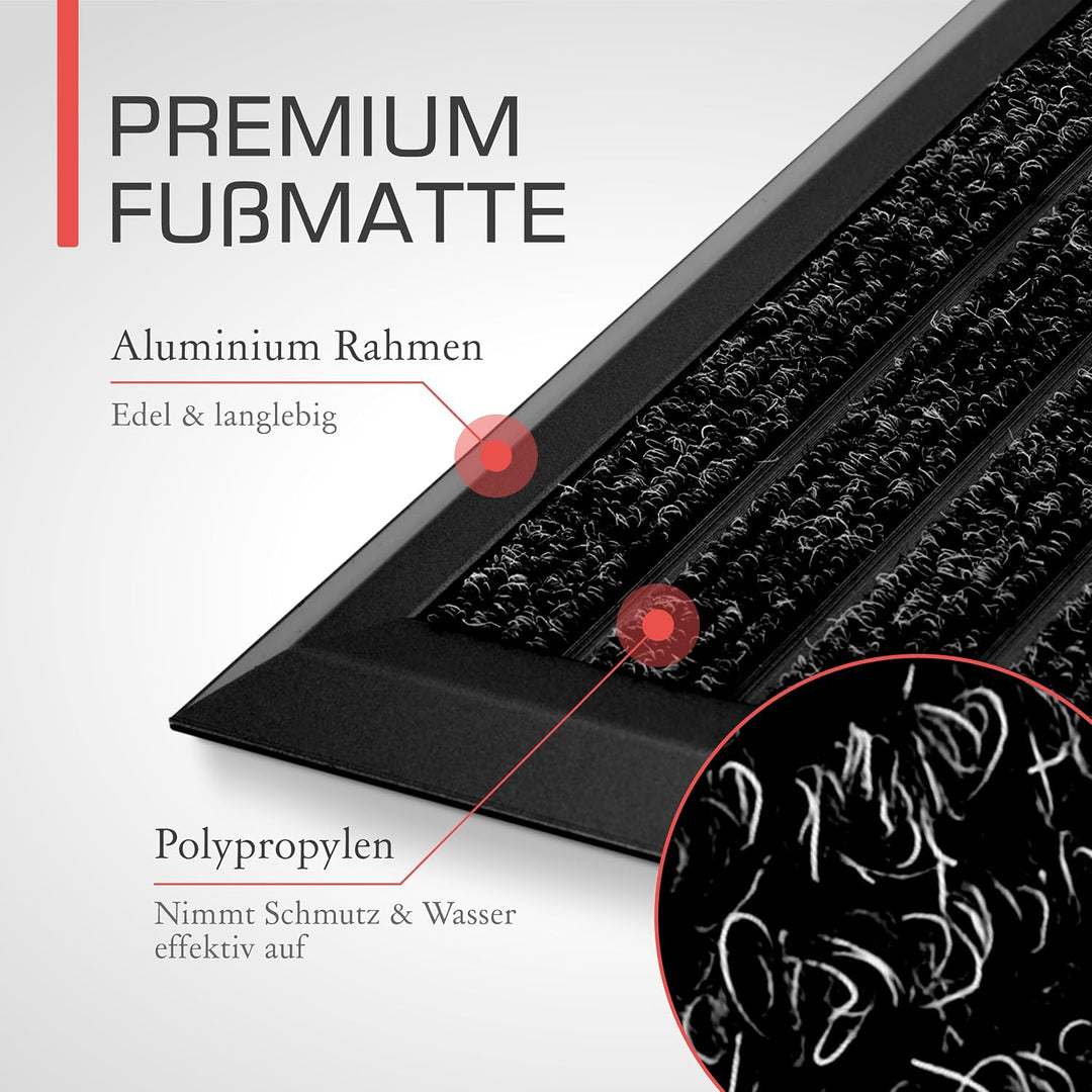 bomoe Fussmatte Aussen rutschfest Rostfrei Fussabtreter Aussenbereich | 40x60cm Anthrazit Outdoor-Fu