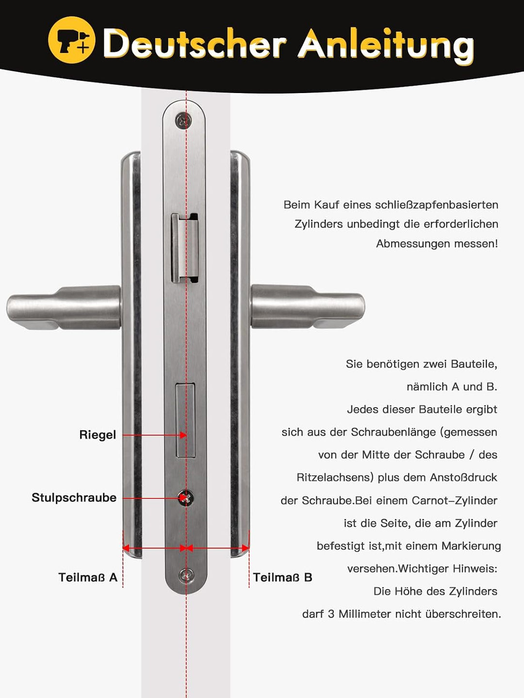 Schliesszylinder, Profilzylinder 70mm(35T/35),Schlüssel zylinderschloss mit 8 horizontalen Schlüssel