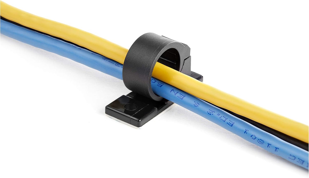 Kabel-Management-Clips, selbstklebend, Nylon, UL/94V-2, Brandschutzklassifizierung, Schwarz, 100 Stü
