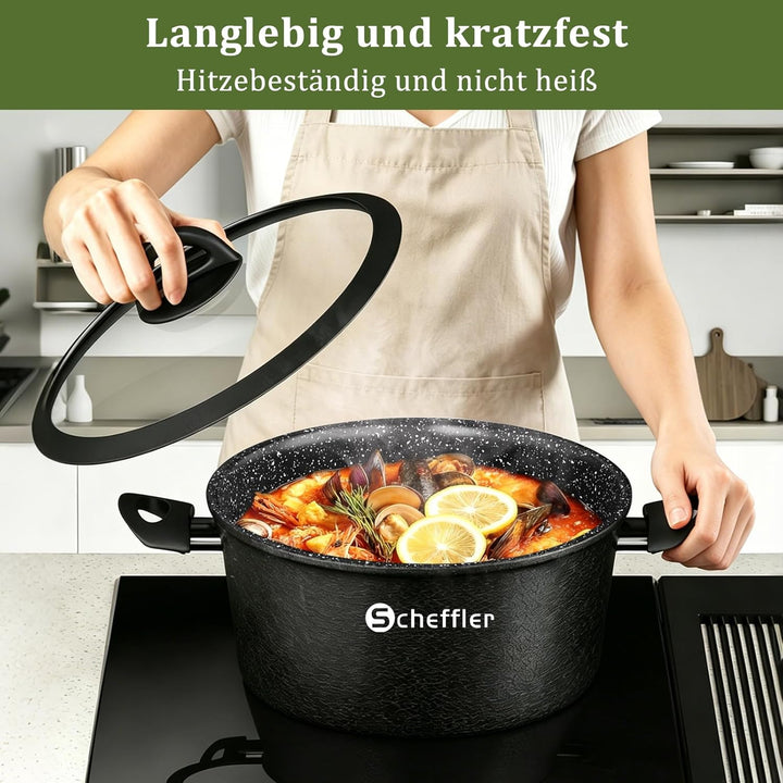 Topfset Induktions Scheffler Kochtopf Induktion Töpfe Set 6-teilig,Antihaft-beschichtete Topfe,Kocht