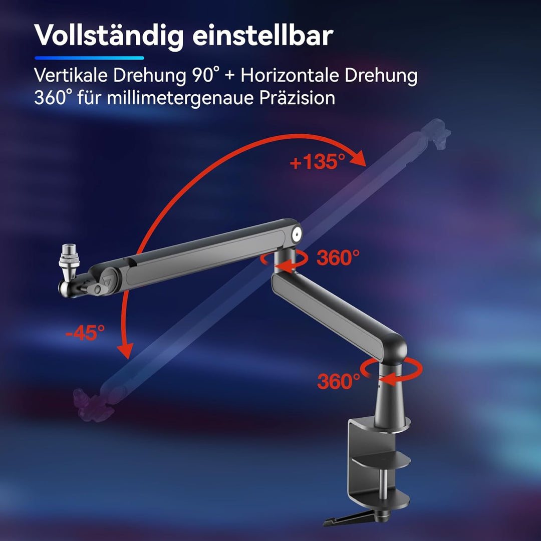 THRONMAX S7 Tune Low Profile Mic Arm, 360° drehbarer Mikrofonarm Mikrofonständer, Kabelmanagement, e