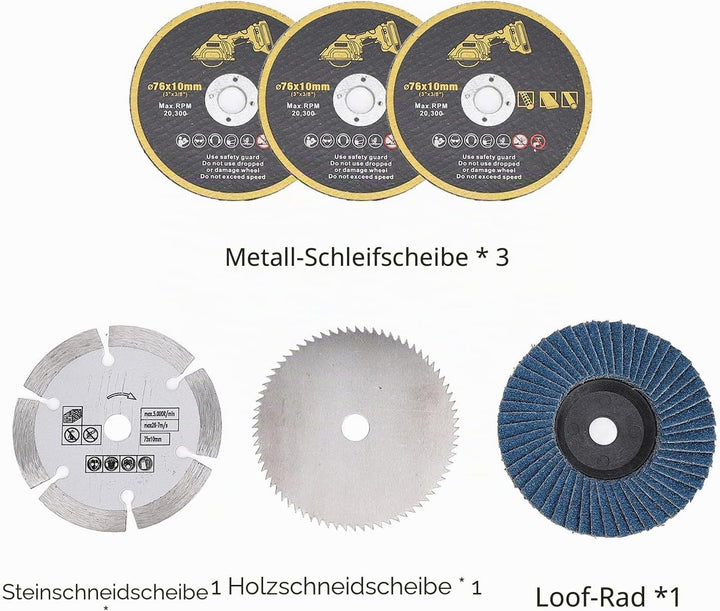 Mini Winkelschleifer,12V Akku Mini Flex 19500 rpm/76mm,Professional Mini Akku Winkelschleifer Set Ge