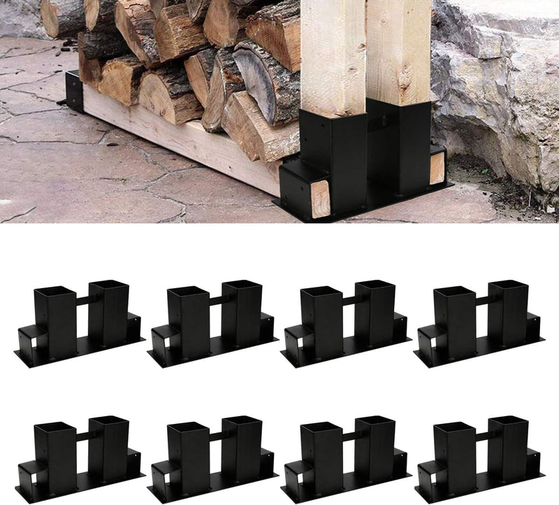 Vigevee Holzstapelhilfe, 8 Stück Holzlager Verstellbarer Lagerregal Holzstapelhalter, Stabile Brennh