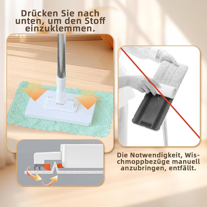Mini Wischmopp mit Druckklemmsystem und EIN-Knopf-Bezugswechsel.Mopp Zum Bodenwischen Wird mit 10 wi