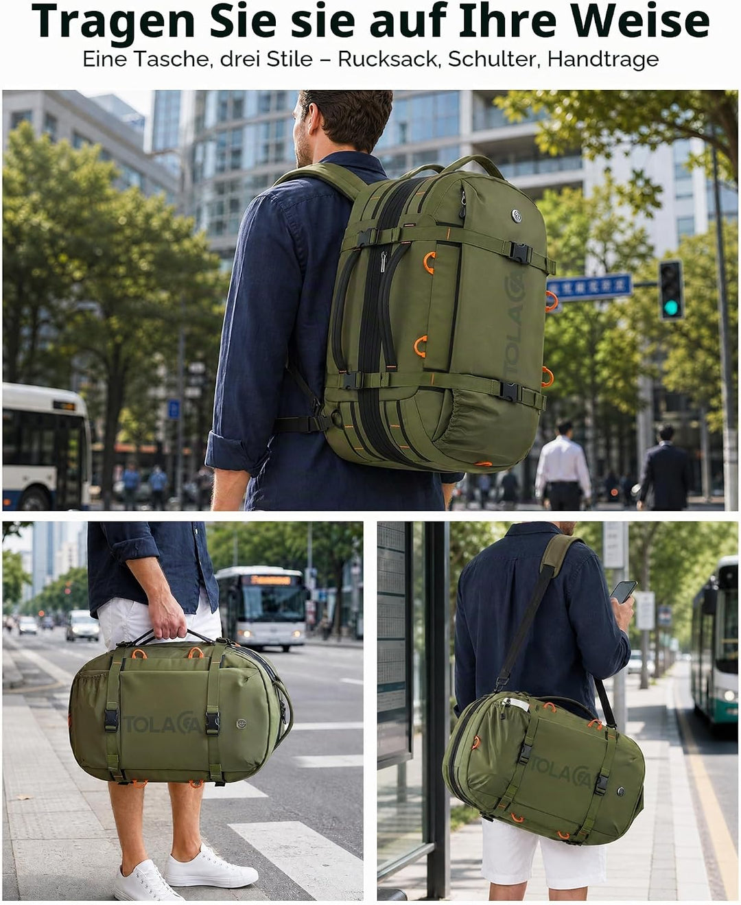 Tolaccea Reiserucksack, Handgepäck Rucksack Flugzeug, TSA-Freundlicher Laptop Rucksack 15,6 Zoll, Er