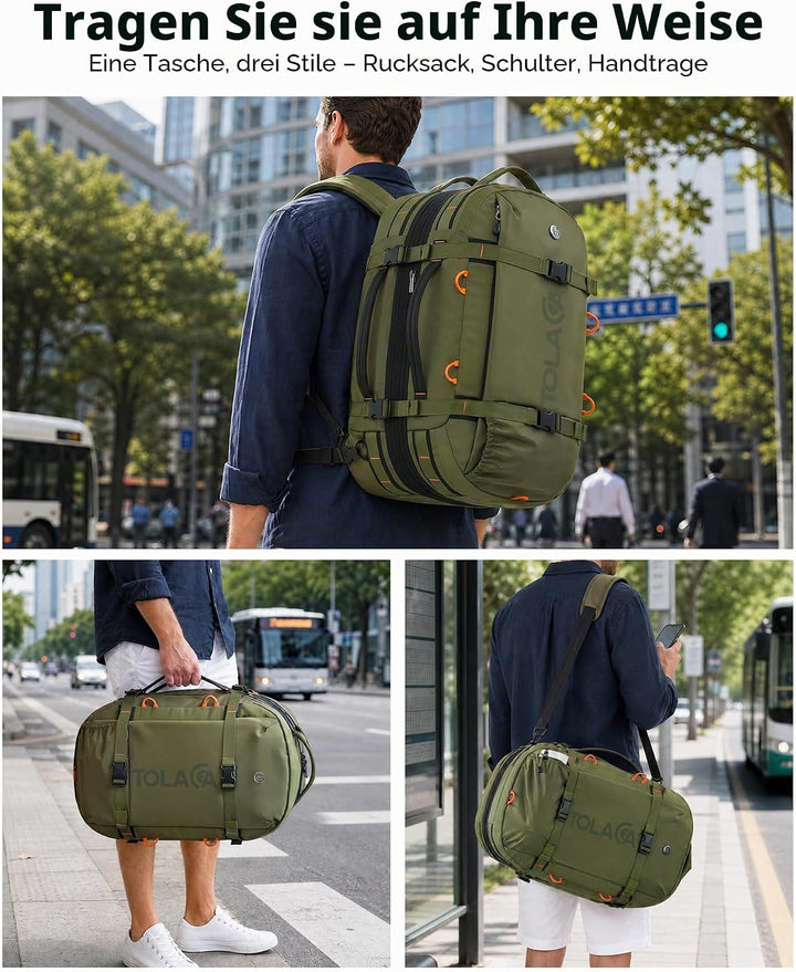 Tolaccea Reiserucksack, Handgepäck Rucksack Flugzeug, TSA-Freundlicher Laptop Rucksack 15,6 Zoll, Er