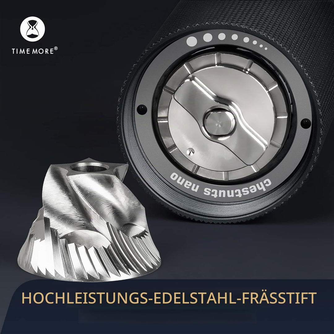 TIMEMORE NANO Manuelle Kaffeemühle, CNC-Schneiden, Edelstahl-Frässte, verstellbare Einstellung, Dual