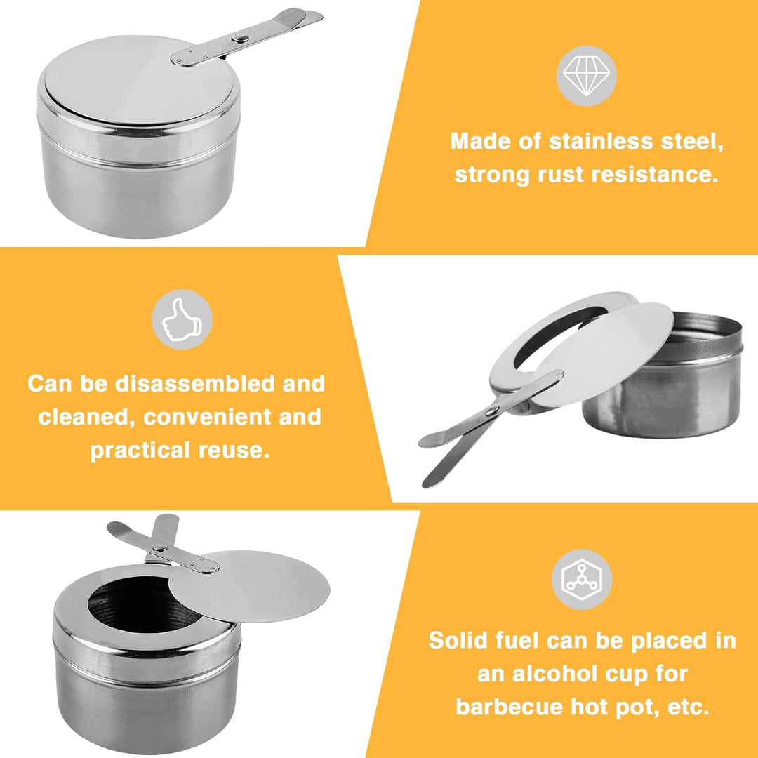 6 Stück Brennpastenbehälter, Fondue Brenner Edelstahl Speisewärmer Mit Abdeckung Kraftstoffhalter Wa