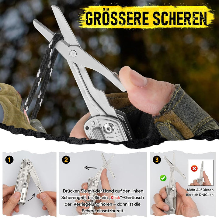 BIBURY Geschenke für Männer, Multitool EDC Taschenmesser, Survival Messer Edelstahl, Messer Outdoor,