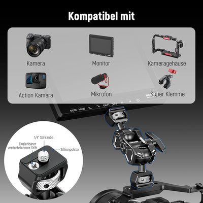 NEEWER Flexibler Magischer Gelenkarm mit Zwei Kugelköpfen, 3/8" Feststellschraube für ARRI und 1/4"