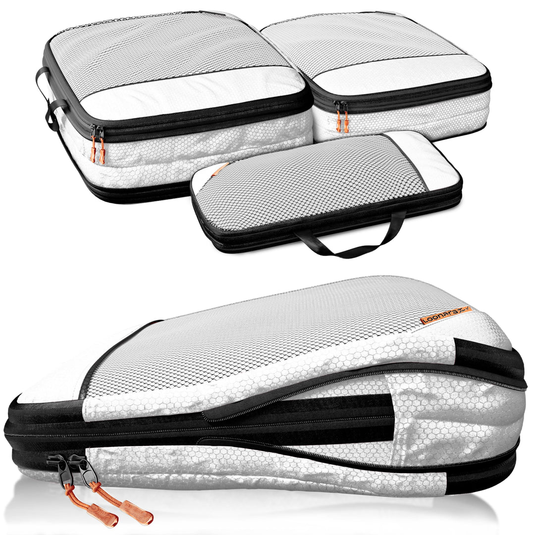 Loonara Travel Packing Cubes Compression Set - 100% mehr Platz - Packwürfel Koffer Organizer Set Kom